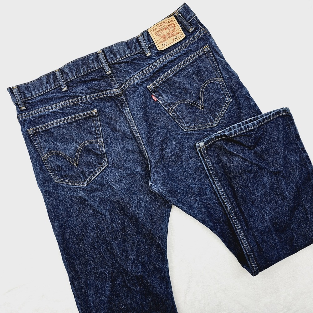 Levis 517 Boot Cut Jeans Mens‎ 42W 30L Blue Denim Medium Wash Western Cowboy